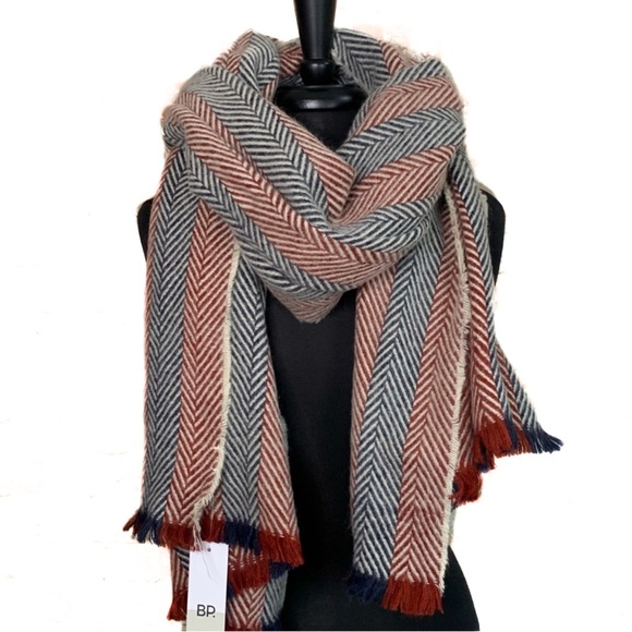 BP Scarf Chevron NWT Navy Burgundy Wine - Picture 1 of 5